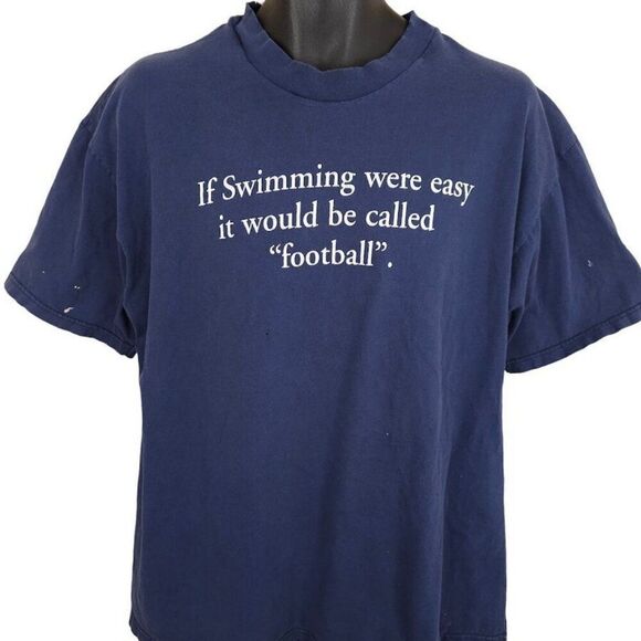 Vintage Catalina Swimming T Shirt Mens Size XL Blue 90s Y2K California Swimmer - Picture 2 of 10